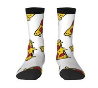 SMAZDFXX Calzini tubolari a metà polpaccio con motivo stampato in 3D a forma di fetta di pizza, morbidi e traspiranti, casual, per uomo e donna, bianchi