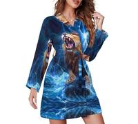 SMAZDFXX Camicia da Notte da Donna Lion-1 a Maniche Lunghe, Pigiama