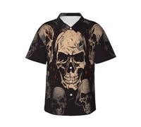 SMAZDFXX Camicie hawaiane da Uomo con Grafica a Teschio, Camicia da Spiaggia Casual da Uomo a Maniche Corte con Bottoni, per Adulti