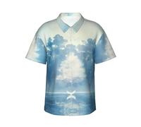 SMAZDFXX Camicie hawaiane da Uomo con Stampa di Bellissimi cigni Bianchi sul Lago, Camicie da Spiaggia a Maniche Corte, Top Casual con Bottoni