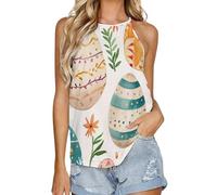 SMAZDFXX Canotta Estiva da Donna con Scollo Rotondo e Gilet Interno, Senza Maniche, per Pigiama, Domenica di Pasqua, 5XL