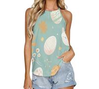 SMAZDFXX Canotta Estiva da Donna con Scollo Rotondo e Gilet Interno, Senza Maniche, per Pigiama, Domenica di Pasqua, 2XL