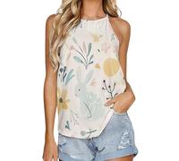 SMAZDFXX Canotta Estiva da Donna con Scollo Rotondo e Gilet Interno, Senza Maniche, per Pigiama, Domenica di Pasqua, 5XL