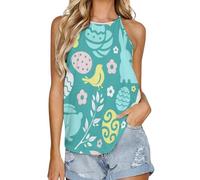 SMAZDFXX Canotta Estiva da Donna con Scollo Rotondo e Gilet Interno, Senza Maniche, per Pigiama, Domenica di Pasqua, 5XL