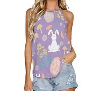 SMAZDFXX Canotta Estiva da Donna con Scollo Rotondo e Gilet Interno, Senza Maniche, per Pigiama, Domenica di Pasqua, 2XL