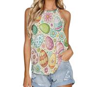 SMAZDFXX Canotta Estiva da Donna con Scollo Rotondo e Gilet Interno, Senza Maniche, per Pigiama, Domenica di Pasqua, 2XL