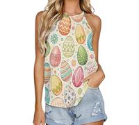 SMAZDFXX Canotta Estiva da Donna con Scollo Rotondo e Gilet Interno, Senza Maniche, per Pigiama, Domenica di Pasqua. M