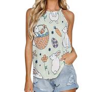 SMAZDFXX Canotta Estiva da Donna con Scollo Rotondo e Gilet Interno, Senza Maniche, per Pigiama, Domenica di Pasqua, 2XL