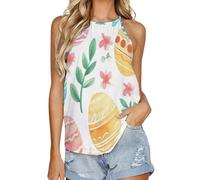 SMAZDFXX Canotta Estiva da Donna con Scollo Rotondo e Gilet Interno, Senza Maniche, per Pigiama, Domenica di Pasqua, 5XL