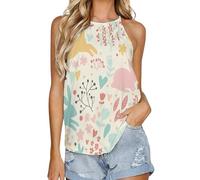 SMAZDFXX Canotta Estiva da Donna con Scollo Rotondo e Gilet Interno, Senza Maniche, per Pigiama, Domenica di Pasqua, 5XL