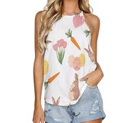 SMAZDFXX Canotta Estiva da Donna con Scollo Rotondo e Gilet Interno, Senza Maniche, per Pigiama, Domenica di Pasqua, 5XL