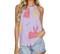 SMAZDFXX Canotta Estiva da Donna con Scollo Rotondo e Gilet Interno, Senza Maniche, per Pigiama, Domenica di Pasqua. M