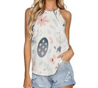 SMAZDFXX Canotta Estiva da Donna con Scollo Rotondo e Gilet Interno, Senza Maniche, per Pigiama, Domenica di Pasqua, 5XL