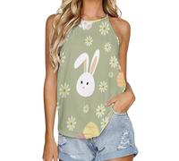 SMAZDFXX Canotta Estiva da Donna con Scollo Rotondo e Gilet Interno, Senza Maniche, per Pigiama, Domenica di Pasqua, 2XL