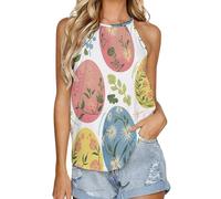 SMAZDFXX Canotta Estiva da Donna con Scollo Rotondo e Gilet Interno, Senza Maniche, per Pigiama, Domenica di Pasqua, 5XL