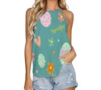 SMAZDFXX Canotta Estiva da Donna con Scollo Rotondo e Gilet Interno, Senza Maniche, per Pigiama, Domenica di Pasqua, 5XL