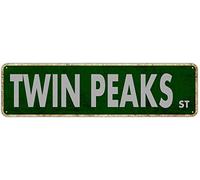 SMAZDFXX Cartelli in latta retrò Twin Peaks St, in alluminio, per casa, cucina, ristoranti, giardino, parete, porta d'ingresso, decorazione da appendere, 4x16 pollici