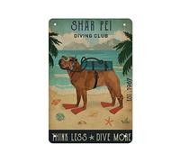 SMAZDFXX Cartello in latta Shar Pei, cartelli in latta in alluminio, dipinto su ferro, poster retrò in metallo, decorazione da parete vintage per bagno, 8x12 pollici