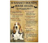 SMAZDFXX Cartello in metallo con le regole della casa del Basset Hound, poster retrò vintage, decorazione da parete, 8 x 12 pollici