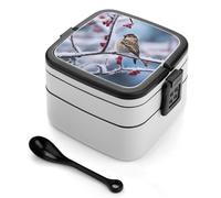 SMAZDFXX Contenitore per il pranzo Bird And Snow con coperchio a prova di perdite e divisori rimovibili