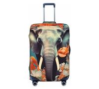 SMAZDFXX Coprivaligia ad alta elasticità con stampa Fiori che circondano l'elefante, coprivaligia da viaggio universale antigraffio per uomo e donna.