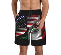 SMAZDFXX Costume da Bagno da Uomo con Bandiera Americana e Bandiera Messicana, Pantaloncini da Spiaggia Estivi ad Asciugatura Rapida con Tasche e Fodera in Rete Hawaiana