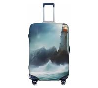 SMAZDFXX Custodia protettiva per valigia ad alta elasticità stampata con motivo Un faro sulle onde, custodia universale antigraffio per valigia da viaggio per uomo e donna.