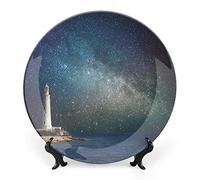 SMAZDFXX Decorazione da parete in ceramica con cielo notturno, faro, paesaggio marino, nebulosa romantica, cosmo, accessorio decorativo per tavolo da pranzo, decorazione per la casa.
