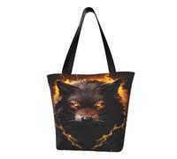 SMAZDFXX Design 1 Borsa a tracolla con motivo a lupo, in oro nero e fuoco, da donna, per il tempo libero, grande, da 13 pollici