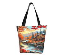 SMAZDFXX Design 1 Borsa a tracolla con paesaggio autunnale, borsa da donna, borsa per la spesa grande da 13 pollici