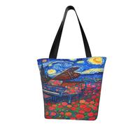 SMAZDFXX Design 2 Borsa a tracolla con albero colorato e doppio paesaggio, borsa da donna, borsa per la spesa grande da 13 pollici