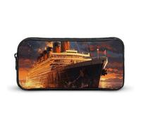 SMAZDFXX Fuga dalla barca Il Titanic Astuccio portatile per matite Piccolo astuccio per penne Astuccio per matite Astuccio per trucchi Scatola organizer