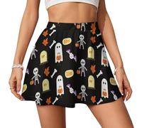 SMAZDFXX Gonna da Tennis da Donna a Vita Alta con Stampa Fantasmi di Halloween Che Portano zucche per Golf, Allenamento, Passeggiate e gonne Corte Casual