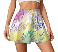 SMAZDFXX Gonne-Pantaloni da Donna in Stile Urbano, Graffiti, Street Art, gonne da Tennis, gonne Skater a Vita Alta, gonne da Golf Casual