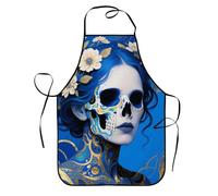 SMAZDFXX Grembiule da cucina messicano con teschio di zucchero, resistente all'olio, con 2 tasche, per cucinare in casa tutti i giorni, a tema festivo