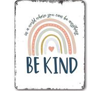 SMAZDFXX In un mondo dove puoi essere qualsiasi cosa, sii gentile, arcobaleno, giardinaggio, decorazione da parete, festa, famiglia, bar, migliore insegna in metallo, targa in latta, 15x20 cm