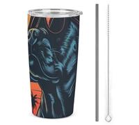 SMAZDFXX Le taureauLe chien Tazza termica con cannuccia - Per caffè e tè, mantiene la temperatura a lungo, acciaio isolato con coperchio impermeabile 20 oz