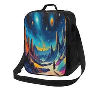 SMAZDFXX Lunch box termico riutilizzabile con paesaggio cosmico, borsa termica riutilizzabile impermeabile per il pranzo con tracolla staccabile e regolabile per ufficio, picnic o viaggio