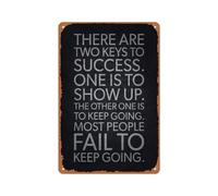 SMAZDFXX Motivazione in palestra, le due chiavi del successo, poster retrò vintage in metallo, targa in latta, per la decorazione murale della casa, caverna dell'uomo, 8x12 pollici