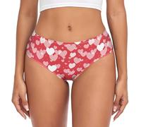SMAZDFXX Mutandine Bikini Elasticizzate per Donne, Slip Morbidi, per Ragazze e Adolescenti, con Cuori Rossi per San Valentino