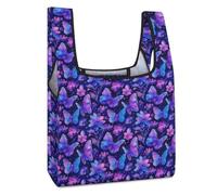 SMAZDFXX Neon Butterfly-1 Borsa per la spesa pieghevole con motivo a farfalla e leopardo, riutilizzabile, per la spesa, per il mercato, i viaggi e il campeggio