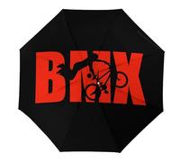 SMAZDFXX Ombrello da viaggio con silhouette tagliata, ombrello pieghevole antivento, antipioggia, portatile, divertente, manuale, per bambini, con parola BMX