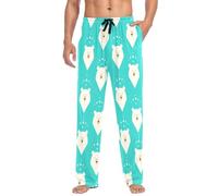 SMAZDFXX Pantaloni da iama in flanella di cotone da uomo con motivo a orso senza cuciture e stelle, pantaloni da notte da uomo, taglia S