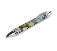 SMAZDFXX penna a sfera nera con stampa a tema città dei cartoni animati, punta da 0,5 mm, ideale per journaling, scrittura in ufficio e materiale scolastico.
