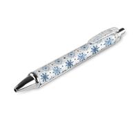 SMAZDFXX penna a sfera nera con stampa di fiocchi di neve blu, punta da 0,5 mm, ideale per journaling, scrittura in ufficio e materiale scolastico.