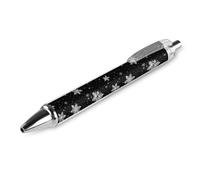SMAZDFXX penna a sfera nera con stampa realistica di fiocchi di neve bianchi, punta da 0,5 mm, ideale per journaling, scrittura in ufficio e materiale scolastico.