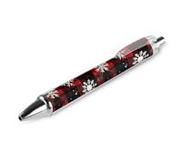 SMAZDFXX penna a sfera nera - Stampa invernale a quadri con fiocchi di neve, punta da 0,5 mm, ideale per journaling, scrittura in ufficio e materiale scolastico.