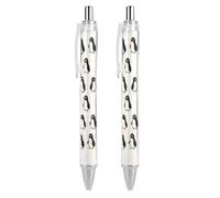 SMAZDFXX Penna a sfera retrattile con punta da 0,5 mm e inchiostro nero, a forma di simpatico pinguino dei cartoni animati, per una scrittura (2 pezzi).