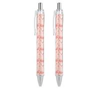 SMAZDFXX Penna a sfera retrattile con punta da 0,5 mm e motivo maialino e cuore, inchiostro nero per una scrittura, confezione da 2 pezzi.