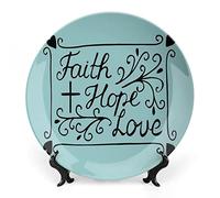 SMAZDFXX Piatto da portata Hope, scritta a mano con citazione di fede spirituale, speranza e amore, in ceramica, da appendere alla parete, per casa, ufficio, festa, cena, tavolo, decorazione
